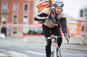 Riding Bicycle in City