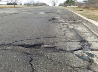 Potholes on street in Michigan