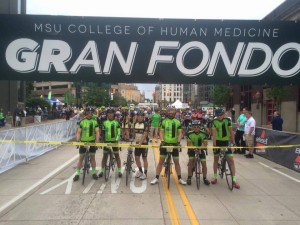 Start line of MSU Fondo - Grand Rapids Bike Event
