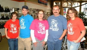 Allison Quast and Family at Bike Shop