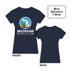 Blue Women's Michigan Bicycle Law T-Shirt Front and Back