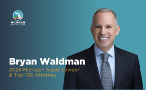 Michigan Bicycle Law attorney Bryan Waldman recognized as a 2026 Michigan Super Lawyer and Top 100 attorney in Michigan.
